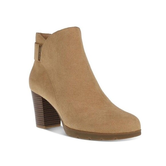 Anne Klein Womens 6 M Dark Natural Tan Block Heel Ankle Booties DISPLAY GV6 - Picture 1 of 6
